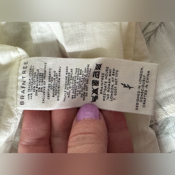 Thought Braintree Dress White Floral Flowers Organic Cotton size M - Picture 5 of 6